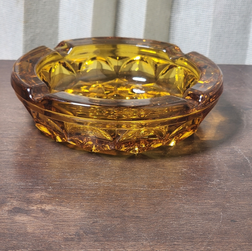 Amber Indian Glass Ashtray